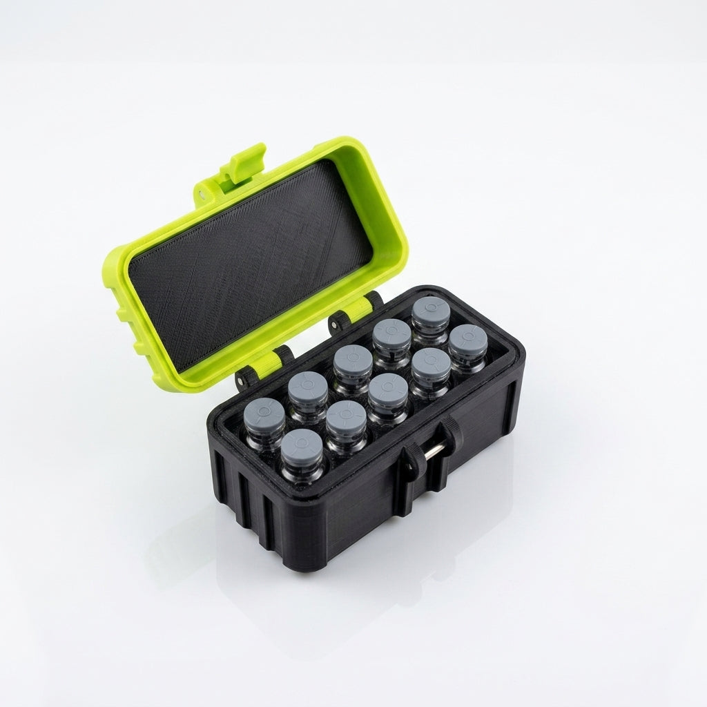 10-Slot Vial Case | Green & Black