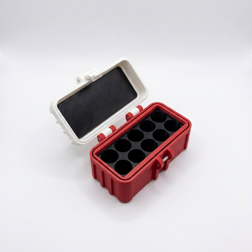 10-Slot Vial Case | White & Red