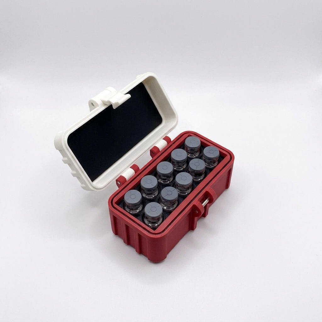 10-Slot Vial Case | White & Red