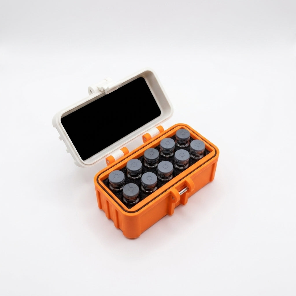 10-Slot Vial Case | White & Orange