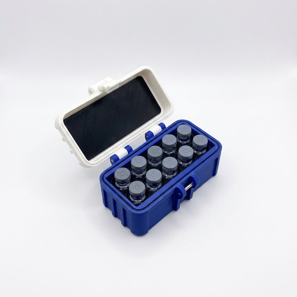 10-Slot Vial Case | White & Blue